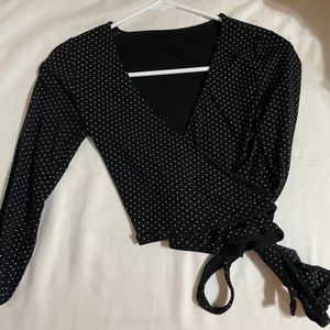Brandy Melville black polka dot coco wrap top